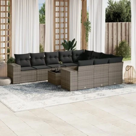 Set de sofás de jardín 11 pzas y cojines ratán sintético gris by , Garden sets - Ref: Foro24-3223099, Price: 668,96 €, Discou...