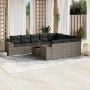 Set de sofás de jardín 11 pzas y cojines ratán sintético gris by , Garden sets - Ref: Foro24-3223099, Price: 668,96 €, Discou...