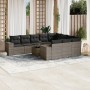 Set de sofás de jardín 11 pzas y cojines ratán sintético gris by , Garden sets - Ref: Foro24-3223099, Price: 657,04 €, Discou...