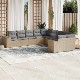 Juego de sofás jardín con cojines beige 10 pzas ratán sintético by , Garden sets - Ref: Foro24-3223108, Price: 643,37 €, Disc...
