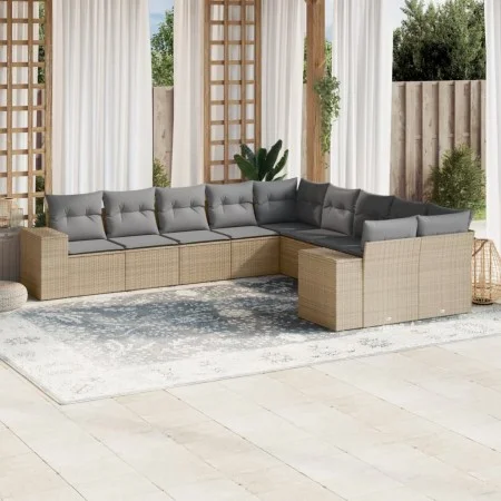 Juego de sofás jardín con cojines beige 10 pzas ratán sintético by , Garden sets - Ref: Foro24-3223108, Price: 654,95 €, Disc...