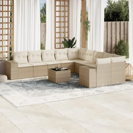 Gartensofa-Set 11-teilig mit beigen Polstern aus synthetischem Rattan von , Gartensets - Ref: Foro24-3223117, Preis: 729,81 €...