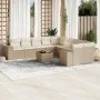 Gartensofa-Set 11-teilig mit beigen Polstern aus synthetischem Rattan von , Gartensets - Ref: Foro24-3223117, Preis: 729,81 €...