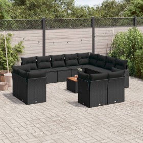 Set de sofás de jardín y cojines 13 pzas ratán sintético negro by , Garden sets - Ref: Foro24-3223948, Price: 882,30 €, Disco...