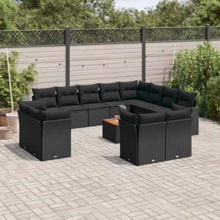 Set de sofás de jardín y cojines 13 pzas ratán sintético negro de , Conjuntos de jardín - Ref: Foro24-3223948, Precio: 884,36...