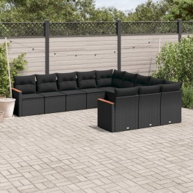 Gartensofagarnitur 11-teilig mit schwarzen Kissen aus synthetischem Rattan von , Gartensets - Ref: Foro24-3258828, Preis: 717...