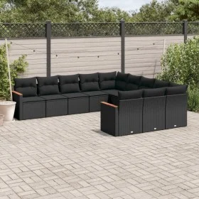 Set de sofás de jardín 11 pzas y cojines ratán sintético negro by , Garden sets - Ref: Foro24-3258828, Price: 692,47 €, Disco...