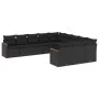 Set de sofás de jardín 11 pzas y cojines ratán sintético negro by , Garden sets - Ref: Foro24-3258828, Price: 692,47 €, Disco...