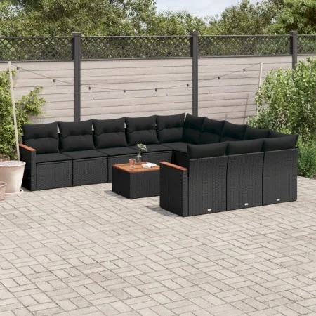 Set de sofás de jardín 12 piezas cojines ratán sintético negro by , Garden sets - Ref: Foro24-3258835, Price: 733,42 €, Disco...