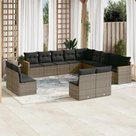 Gartensofagarnitur mit 13-teiligen Kissen aus grauem Kunststoff-Rattan. von , Gartensets - Ref: Foro24-3258889, Preis: 789,50...