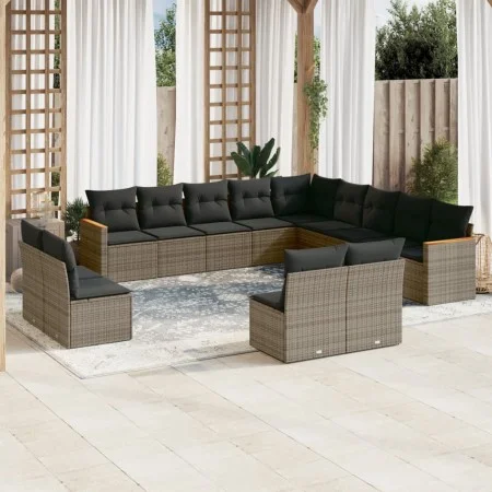 Set sofás de jardín con cojines 13 piezas ratán sintético gris de , Conjuntos de jardín - Ref: Foro24-3258889, Precio: 788,62...