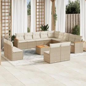 Set sofás de jardín 14 pzas con cojines ratán sintético beige by , Garden sets - Ref: Foro24-3258894, Price: 926,96 €, Discou...
