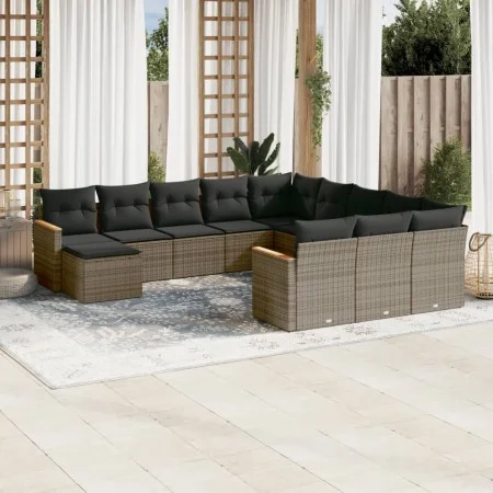 Set de sofás de jardín 12 pzas con cojines ratán sintético gris by , Garden sets - Ref: Foro24-3258987, Price: 748,60 €, Disc...