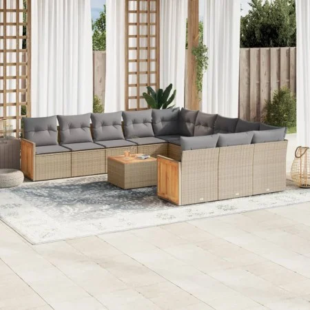 Set sofás de jardín con cojines 13 pzas ratán sintético beige by , Garden sets - Ref: Foro24-3258993, Price: 842,06 €, Discou...