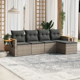 Gartensofa-Set mit 5-teiligen Kissen aus grauem synthetischem Rattan von , Gartensets - Ref: Foro24-3259162, Preis: 320,44 €,...