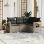 Gartensofagarnitur 4-teilig mit grauen Polstern aus synthetischem Rattan von , Gartensets - Ref: Foro24-3259176, Preis: 300,4...