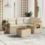 Juego de sofás jardín con cojines 5 pzas ratán sintético beige by , Garden sets - Ref: Foro24-3259181, Price: 381,62 €, Disco...
