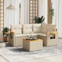 Juego de sofás jardín con cojines 5 pzas ratán sintético beige by , Garden sets - Ref: Foro24-3259181, Price: 391,27 €, Disco...