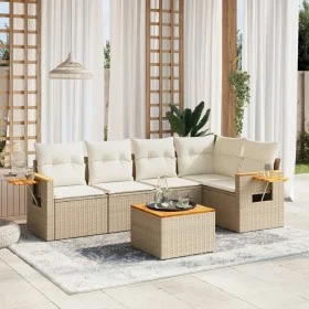 Juego de sofás jardín con cojines 6 pzas ratán sintético beige by , Garden sets - Ref: Foro24-3259195, Price: 425,53 €, Disco...