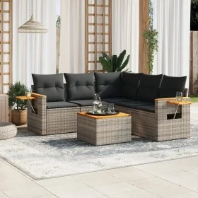 6-piece garden furniture set with gray synthetic rattan cushions by , Garden sets - Ref: Foro24-3259211, Price: 385,71 €, Dis...