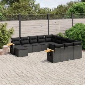 Set de sofás de jardín 11 pzas y cojines ratán sintético negro by , Garden sets - Ref: Foro24-3259605, Price: 682,98 €, Disco...