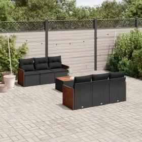 Garten-Essgruppe 7-teilig mit schwarzen Polstern aus synthetischem Rattan von , Gartensets - Ref: Foro24-3259871, Preis: 458,...