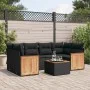 Set de comedor de jardín 7 pzas y cojines ratán sintético negro de , Conjuntos de jardín - Ref: Foro24-3259878, Precio: 462,4...