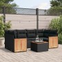 Set de comedor de jardín 7 pzas y cojines ratán sintético negro by , Garden sets - Ref: Foro24-3259878, Price: 462,68 €, Disc...