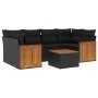 Set de comedor de jardín 7 pzas y cojines ratán sintético negro de , Conjuntos de jardín - Ref: Foro24-3259878, Precio: 462,4...