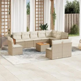 Set de sofás de jardín 11pzas con cojines ratán sintético beige by , Garden sets - Ref: Foro24-3260161, Price: 737,72 €, Disc...