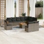 Set de sofás de jardín 11 pzas y cojines ratán sintético gris by , Garden sets - Ref: Foro24-3260163, Price: 630,98 €, Discou...