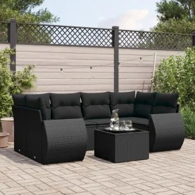 Set de comedor de jardín 7 pzas y cojines ratán sintético negro by , Garden sets - Ref: Foro24-3253452, Price: 481,80 €, Disc...
