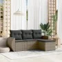 Gartensofagarnitur 4-teilig mit grauen Polstern aus synthetischem Rattan von , Gartensets - Ref: Foro24-3253607, Preis: 273,9...