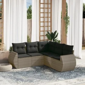 Gartensofa-Set mit 5-teiligen Kissen aus grauem synthetischem Rattan von , Gartensets - Ref: Foro24-3253687, Preis: 348,47 €,...