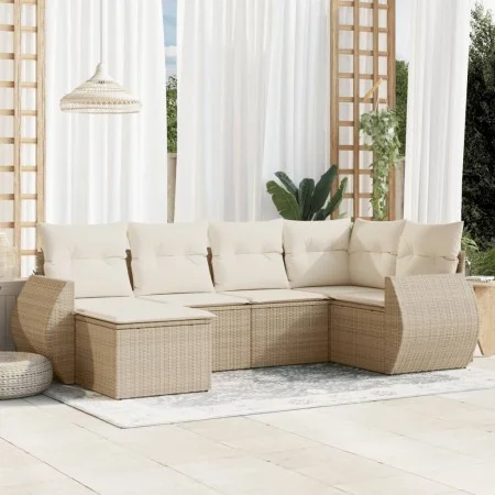 Gartensofa-Set mit 6-teiligen Kissen aus synthetischem Rattan in Beige. von , Gartensets - Ref: Foro24-3253995, Preis: 458,37...