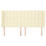 Cabecero con orejas cuero sintético crema 183x23x118/128cm