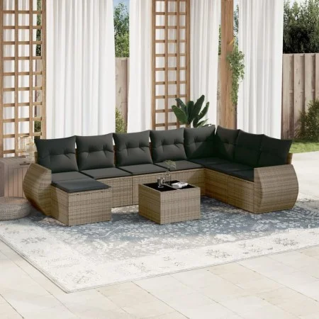 Set de muebles de jardín 9 pzas y cojines ratán sintético gris by , Garden sets - Ref: Foro24-3254107, Price: 553,03 €, Disco...