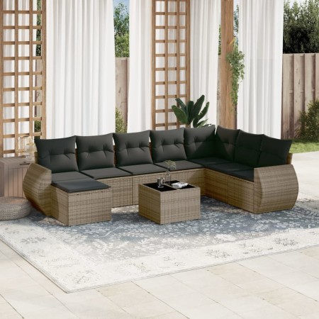 Set de muebles de jardín 9 pzas y cojines ratán sintético gris by , Garden sets - Ref: Foro24-3254107, Price: 575,09 €, Disco...
