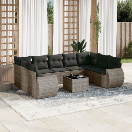 Gartensofa-Set, 10-teilig, mit grauen Polstern aus synthetischem Rattan von , Gartensets - Ref: Foro24-3254147, Preis: 629,24...