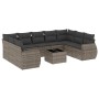 Gartensofa-Set, 10-teilig, mit grauen Polstern aus synthetischem Rattan von , Gartensets - Ref: Foro24-3254147, Preis: 629,24...