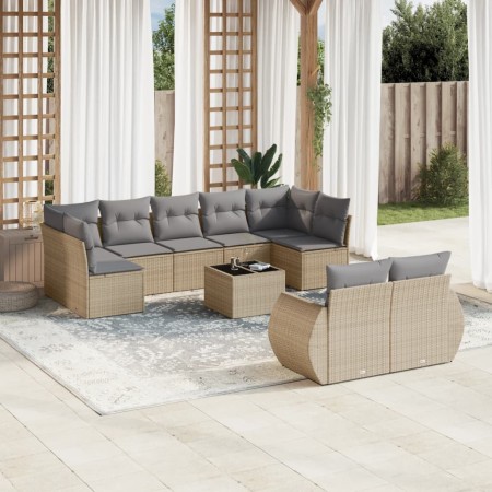 Juego de sofás jardín con cojines beige 10 pzas ratán sintético by , Garden sets - Ref: Foro24-3254166, Price: 678,71 €, Disc...