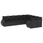 8-teiliges Gartensofa-Set und Kissen aus schwarzem Kunststoff-Rattan. von , Gartensets - Ref: Foro24-3254172, Preis: 594,10 €...