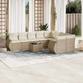 Gartensofa-Set mit 10-teiligen beigen Kissen aus synthetischem Rattan. von , Gartensets - Ref: Foro24-3254185, Preis: 723,07 ...