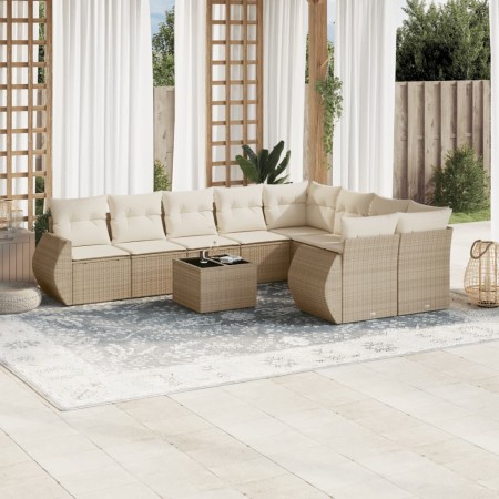 Juego de sofás jardín con cojines beige 10 pzas ratán sintético by , Garden sets - Ref: Foro24-3254185, Price: 735,91 €, Disc...