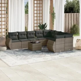 Gartensofa-Set, 10-teilig, mit grauen Polstern aus synthetischem Rattan von , Gartensets - Ref: Foro24-3254187, Preis: 630,40...