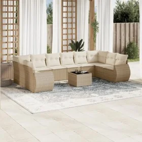 Set de sofás de jardín 11pzas con cojines ratán sintético beige by , Garden sets - Ref: Foro24-3254215, Price: 807,63 €, Disc...
