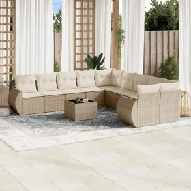 Set de sofás de jardín 11pzas con cojines ratán sintético beige by , Garden sets - Ref: Foro24-3254255, Price: 807,63 €, Disc...