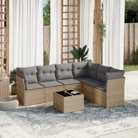 Set sofás de jardín 7 piezas y cojines ratán sintético beige by , Garden sets - Ref: Foro24-3217689, Price: 425,38 €, Discoun...