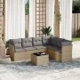 Set sofás de jardín 7 piezas y cojines ratán sintético beige by , Garden sets - Ref: Foro24-3217689, Price: 425,38 €, Discoun...