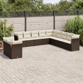 Set de sofás de jardín 11 pzas cojines ratán sintético marrón de , Conjuntos de jardín - Ref: Foro24-3217883, Precio: 745,51 ...